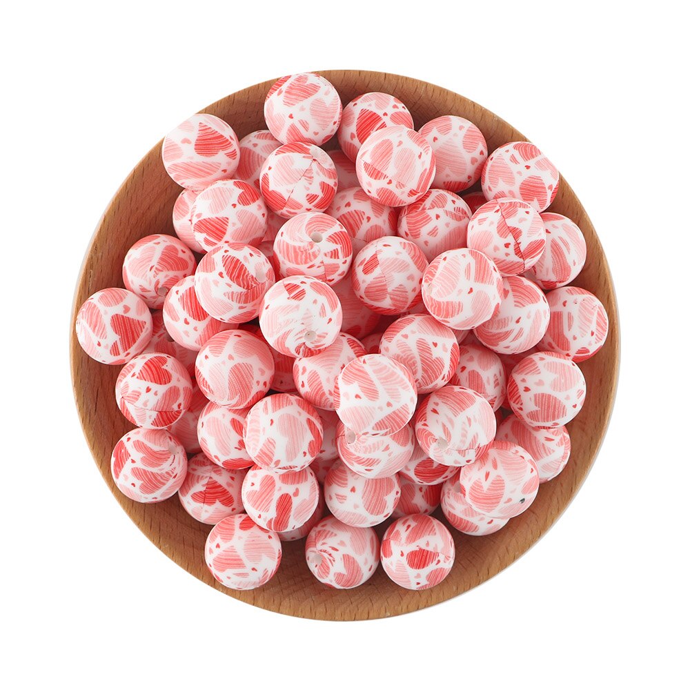 20Pcs/Lot New Printed Silicone Beads 15mm Round Leopard Beads For Jewelry Making DIY Necklace Jewelry Accessorie