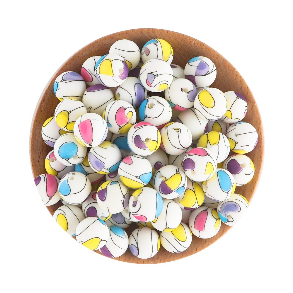 20Pcs/Lot New Printed Silicone Beads 15mm Round Leopard Beads For Jewelry Making DIY Necklace Jewelry Accessorie