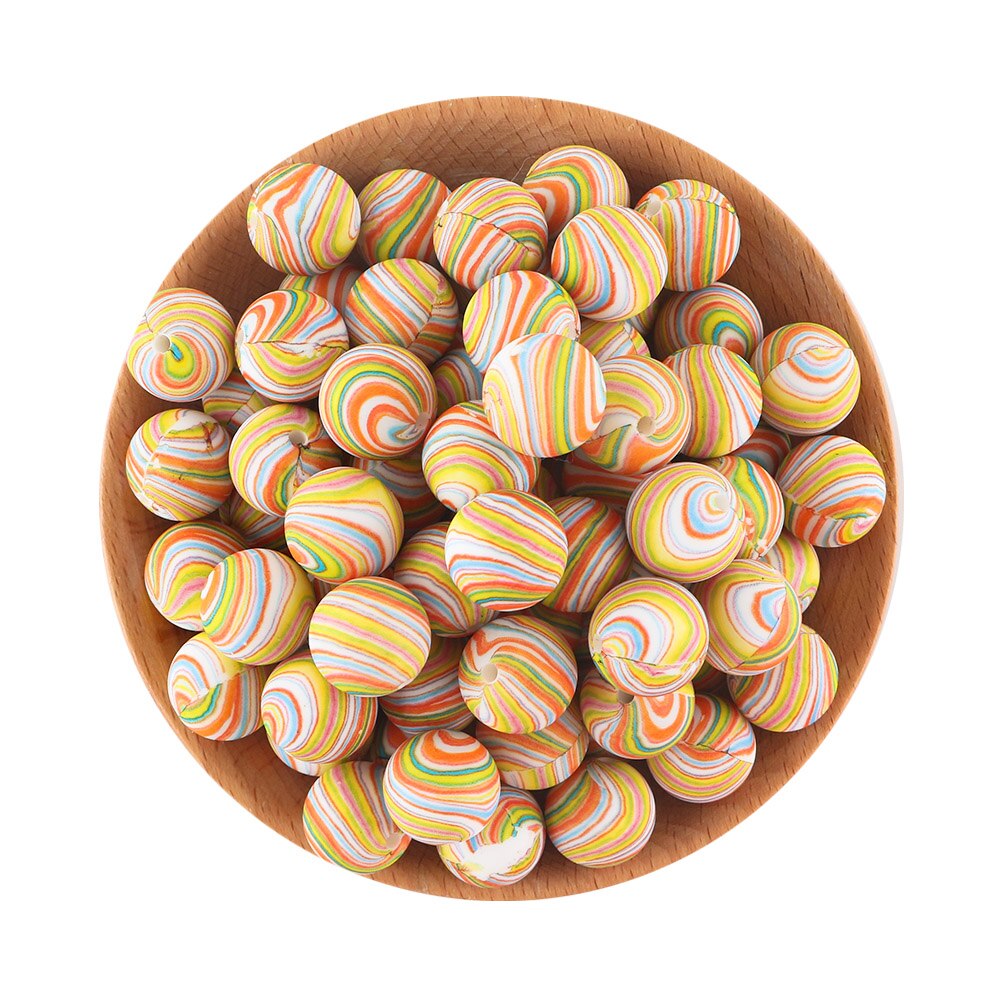 20Pcs/Lot New Printed Silicone Beads 15mm Round Leopard Beads For Jewelry Making DIY Necklace Jewelry Accessorie