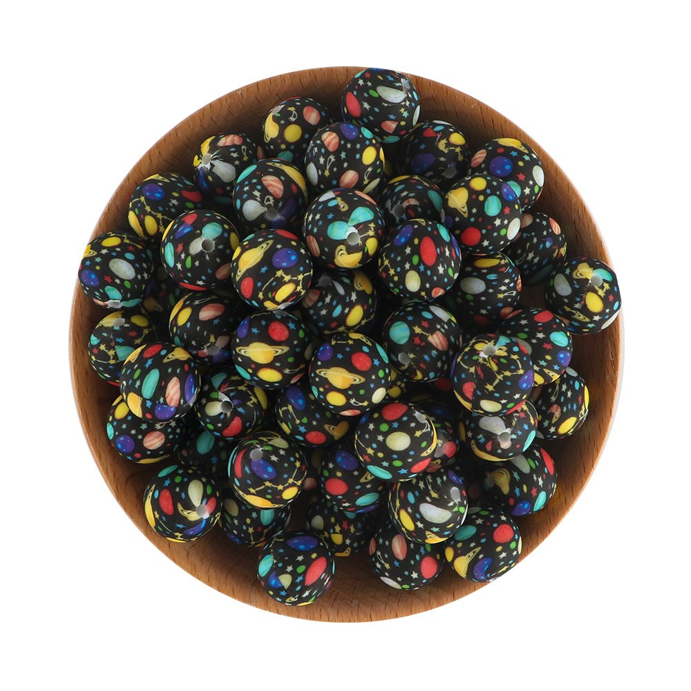 20Pcs/Lot New Printed Silicone Beads 15mm Round Leopard Beads For Jewelry Making DIY Necklace Jewelry Accessorie