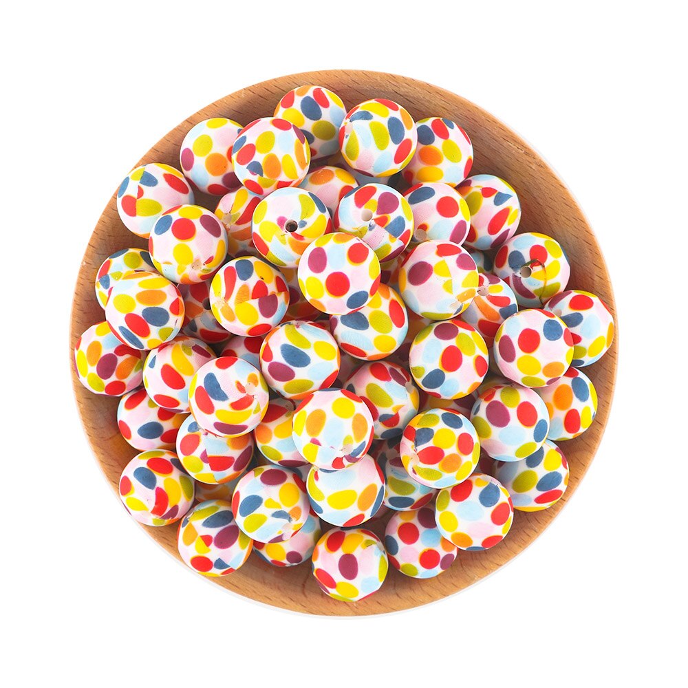 20Pcs/Lot New Printed Silicone Beads 15mm Round Leopard Beads For Jewelry Making DIY Necklace Jewelry Accessorie