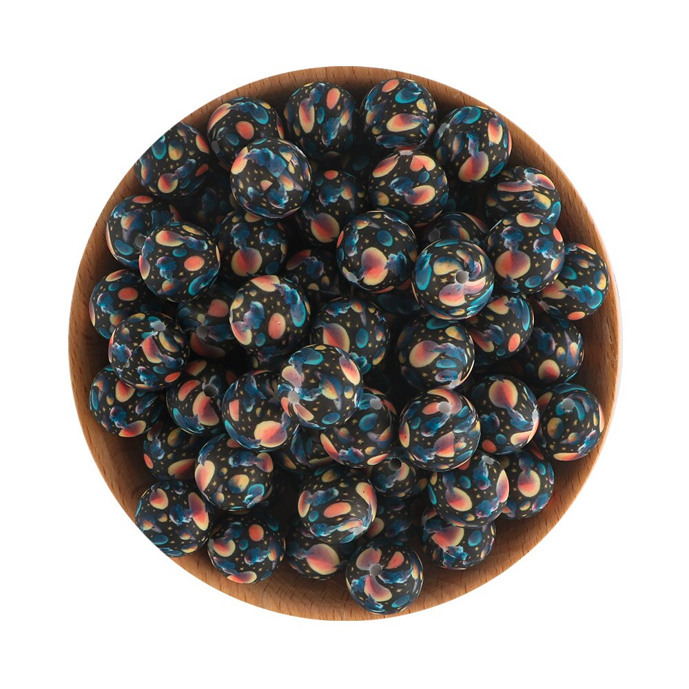 20Pcs/Lot New Printed Silicone Beads 15mm Round Leopard Beads For Jewelry Making DIY Necklace Jewelry Accessorie