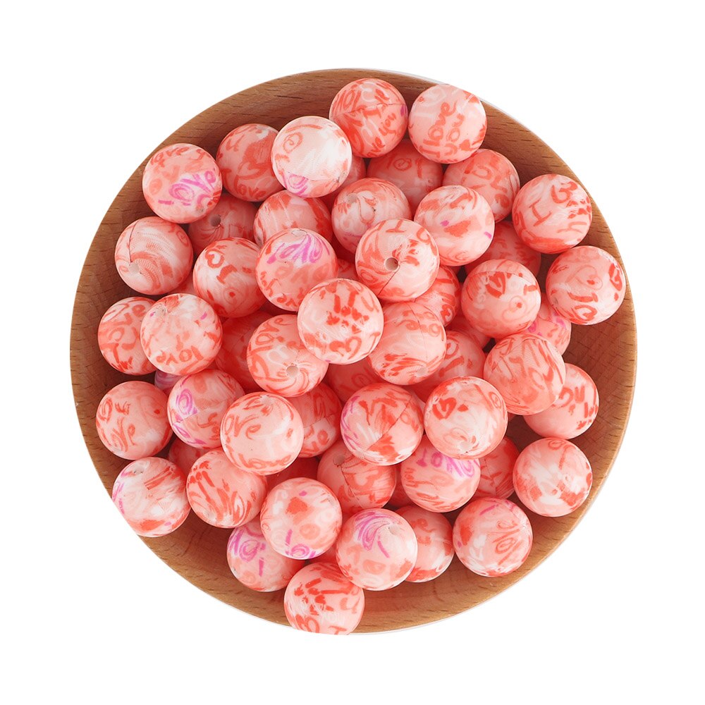 20Pcs/Lot New Printed Silicone Beads 15mm Round Leopard Beads For Jewelry Making DIY Necklace Jewelry Accessorie