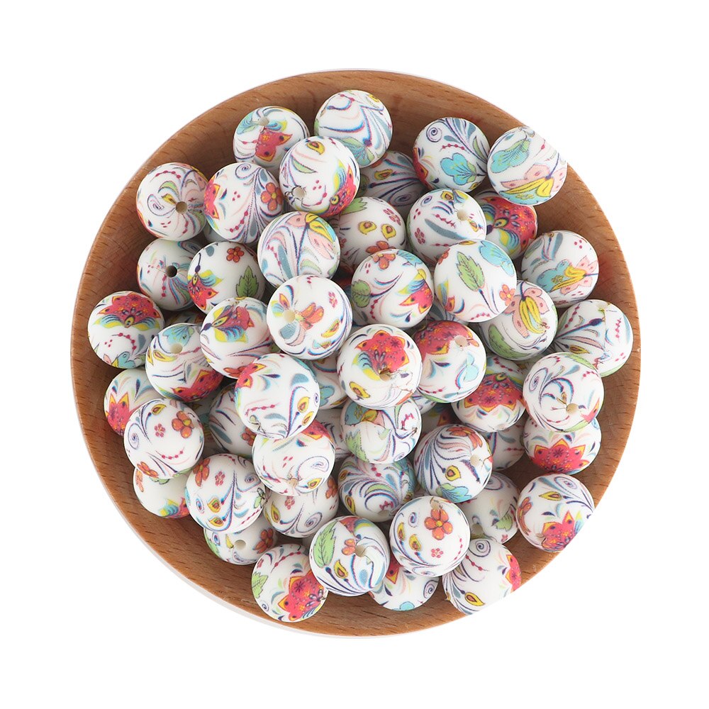 20Pcs/Lot New Printed Silicone Beads 15mm Round Leopard Beads For Jewelry Making DIY Necklace Jewelry Accessorie