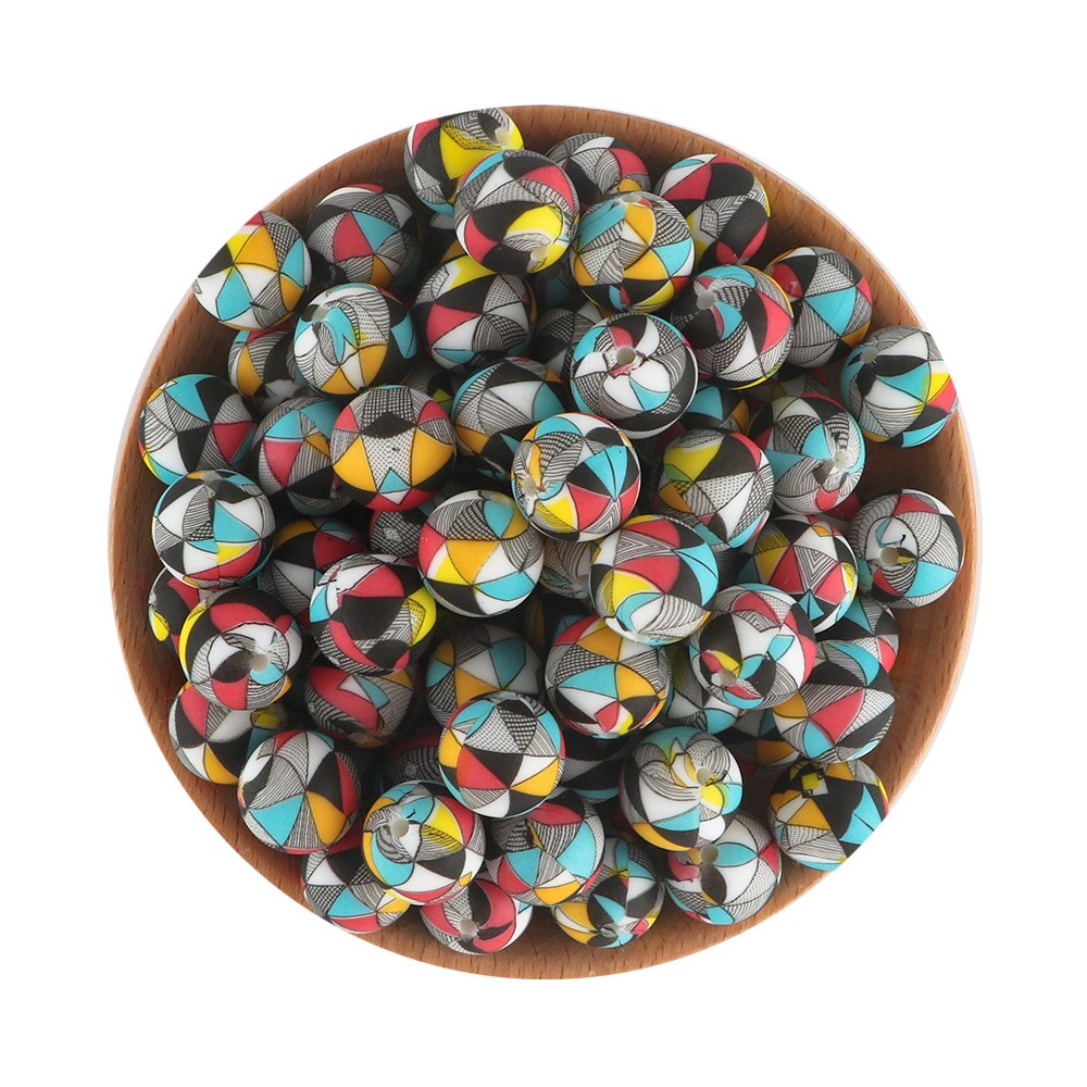 20Pcs/Lot New Printed Silicone Beads 15mm Round Leopard Beads For Jewelry Making DIY Necklace Jewelry Accessorie