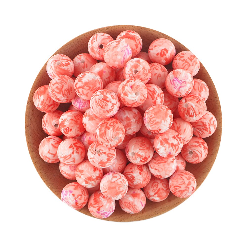 20Pcs/Lot New Printed Silicone Beads 15mm Round Leopard Beads For Jewelry Making DIY Necklace Jewelry Accessorie