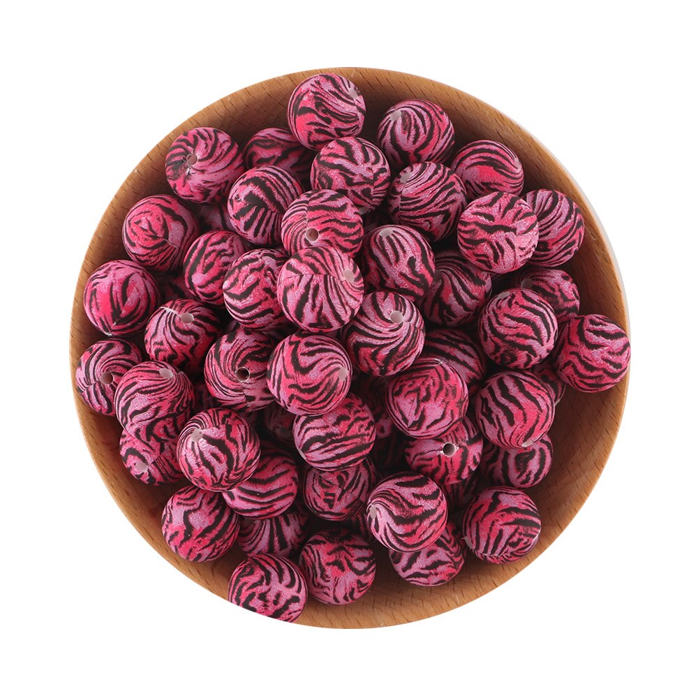 20Pcs/Lot New Printed Silicone Beads 15mm Round Leopard Beads For Jewelry Making DIY Necklace Jewelry Accessorie