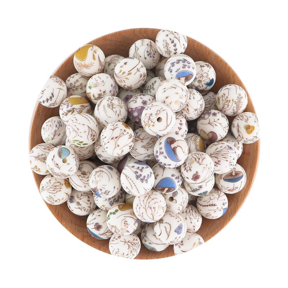 20Pcs/Lot New Printed Silicone Beads 15mm Round Leopard Beads For Jewelry Making DIY Necklace Jewelry Accessorie