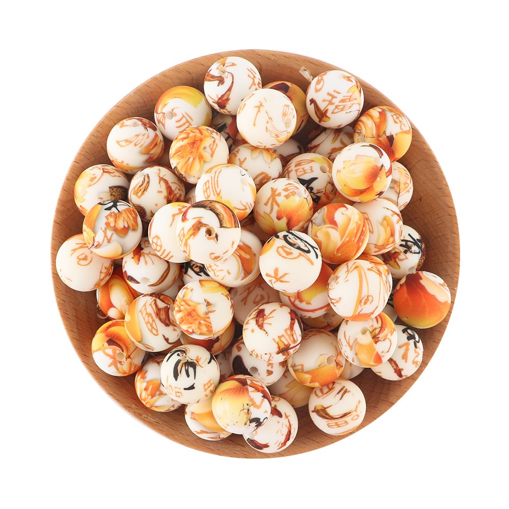 20Pcs/Lot New Printed Silicone Beads 15mm Round Leopard Beads For Jewelry Making DIY Necklace Jewelry Accessorie