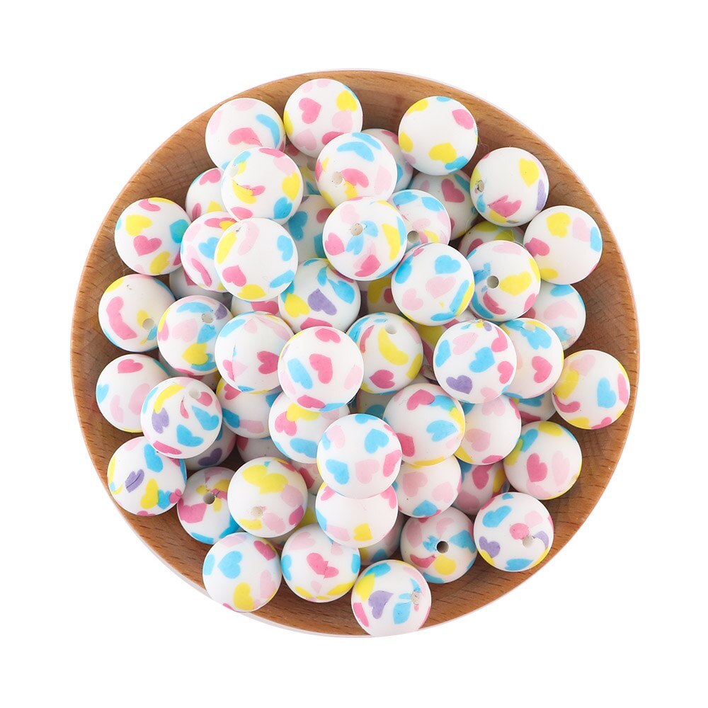 20Pcs/Lot New Printed Silicone Beads 15mm Round Leopard Beads For Jewelry Making DIY Necklace Jewelry Accessorie