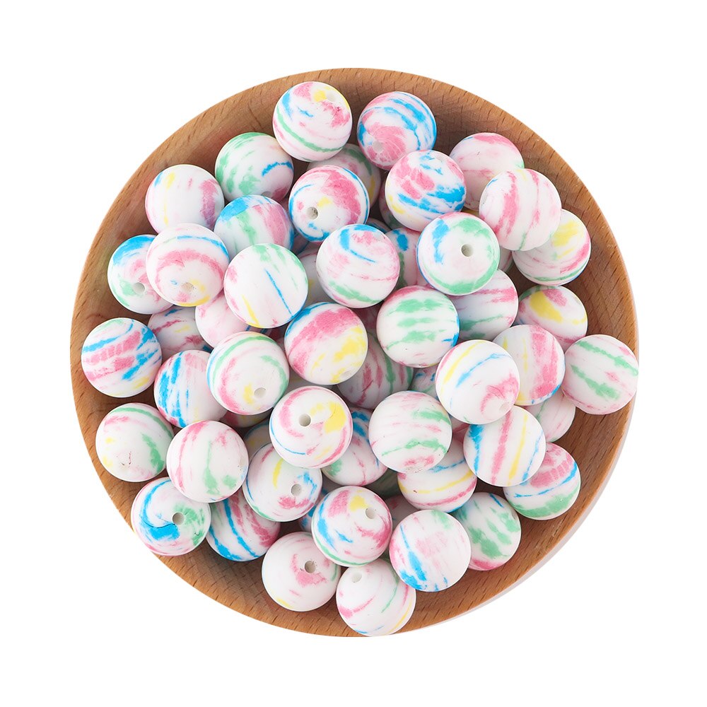 20Pcs/Lot New Printed Silicone Beads 15mm Round Leopard Beads For Jewelry Making DIY Necklace Jewelry Accessorie