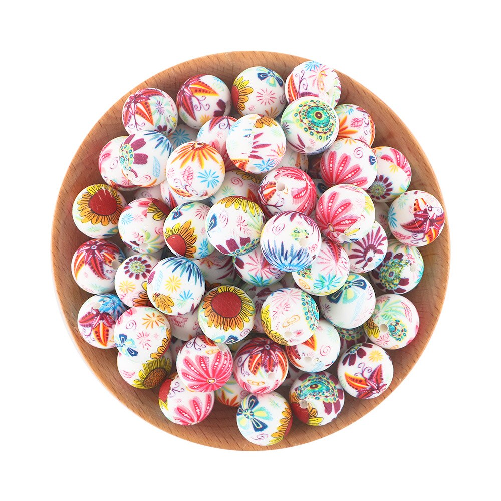 20Pcs/Lot New Printed Silicone Beads 15mm Round Leopard Beads For Jewelry Making DIY Necklace Jewelry Accessorie