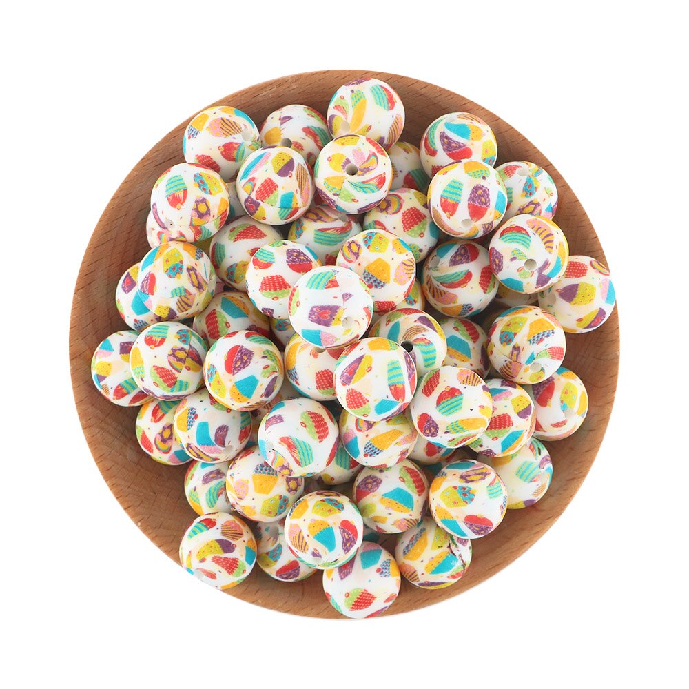 20Pcs/Lot New Printed Silicone Beads 15mm Round Leopard Beads For Jewelry Making DIY Necklace Jewelry Accessorie