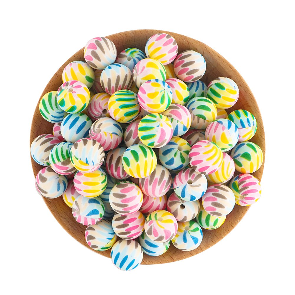 20Pcs/Lot New Printed Silicone Beads 15mm Round Leopard Beads For Jewelry Making DIY Necklace Jewelry Accessorie