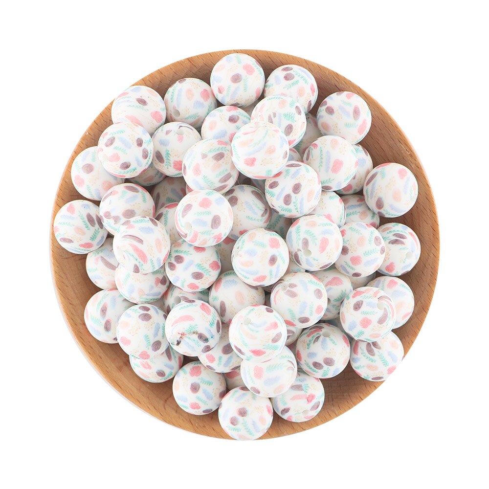 20Pcs/Lot New Printed Silicone Beads 15mm Round Leopard Beads For Jewelry Making DIY Necklace Jewelry Accessorie