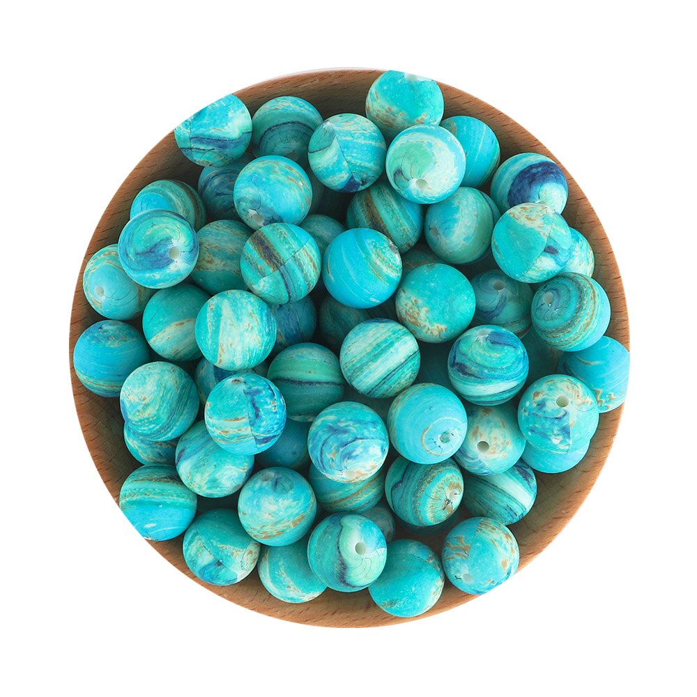 20Pcs/Lot New Printed Silicone Beads 15mm Round Leopard Beads For Jewelry Making DIY Necklace Jewelry Accessorie