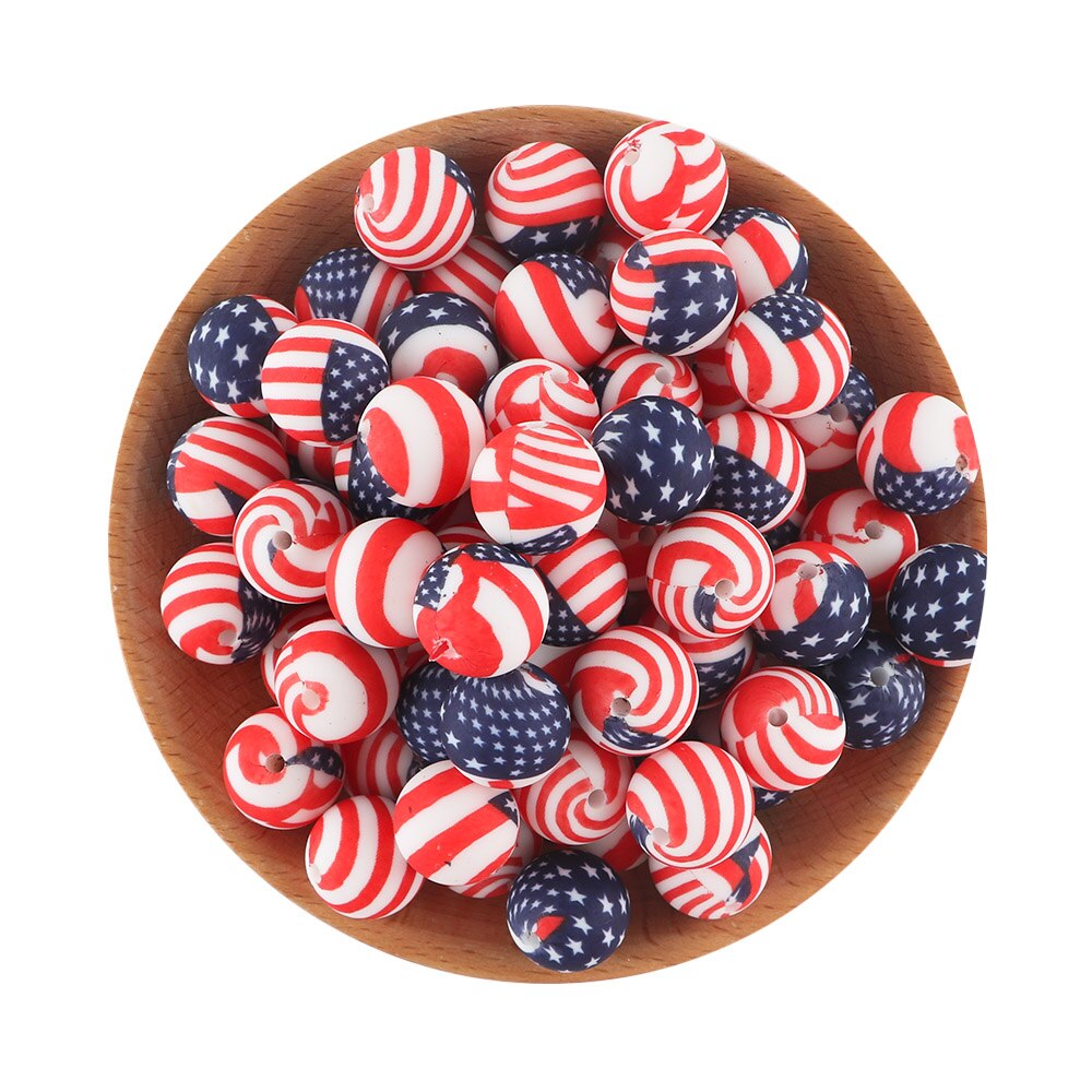 20Pcs/Lot New Printed Silicone Beads 15mm Round Leopard Beads For Jewelry Making DIY Necklace Jewelry Accessorie