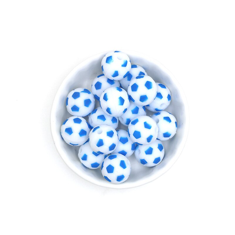 Sunrony 10pcs Football Silicone Beads For Jewelry Making Pendants DIY Necklace Accessories Food Grade Silicone Baby Toys