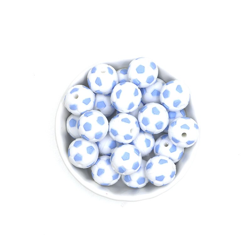 Sunrony 10pcs Football Silicone Beads For Jewelry Making Pendants DIY Necklace Accessories Food Grade Silicone Baby Toys
