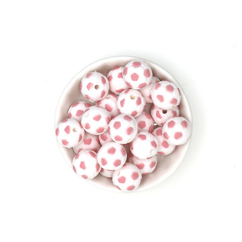 Sunrony 10pcs Football Silicone Beads For Jewelry Making Pendants DIY Necklace Accessories Food Grade Silicone Baby Toys
