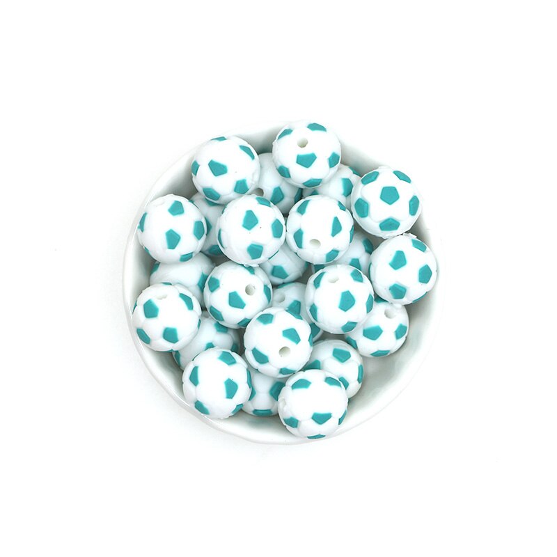 Sunrony 10pcs Football Silicone Beads For Jewelry Making Pendants DIY Necklace Accessories Food Grade Silicone Baby Toys