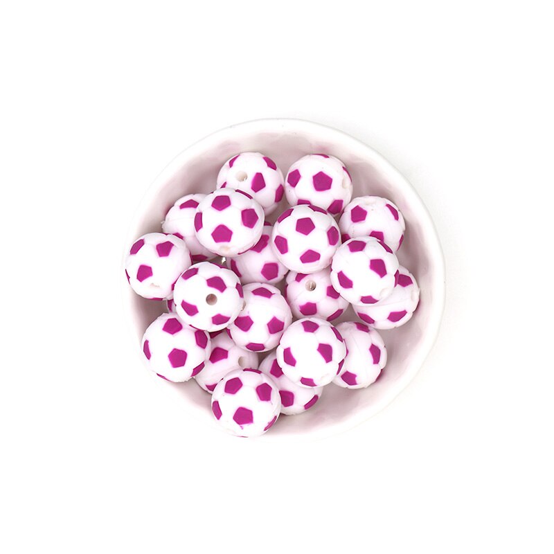 Sunrony 10pcs Football Silicone Beads For Jewelry Making Pendants DIY Necklace Accessories Food Grade Silicone Baby Toys