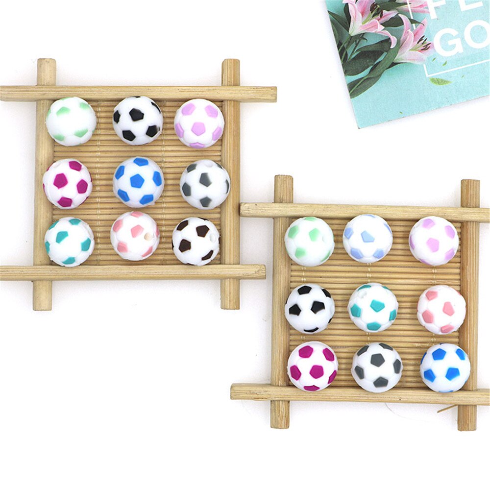 Sunrony 10pcs Football Silicone Beads For Jewelry Making Pendants DIY Necklace Accessories Food Grade Silicone Baby Toys
