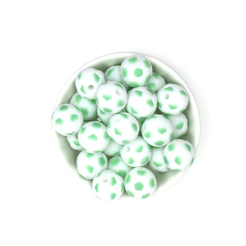 Sunrony 10pcs Football Silicone Beads For Jewelry Making Pendants DIY Necklace Accessories Food Grade Silicone Baby Toys