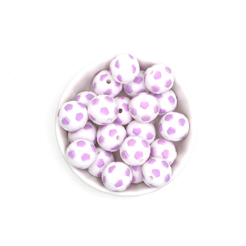 Sunrony 10pcs Football Silicone Beads For Jewelry Making Pendants DIY Necklace Accessories Food Grade Silicone Baby Toys