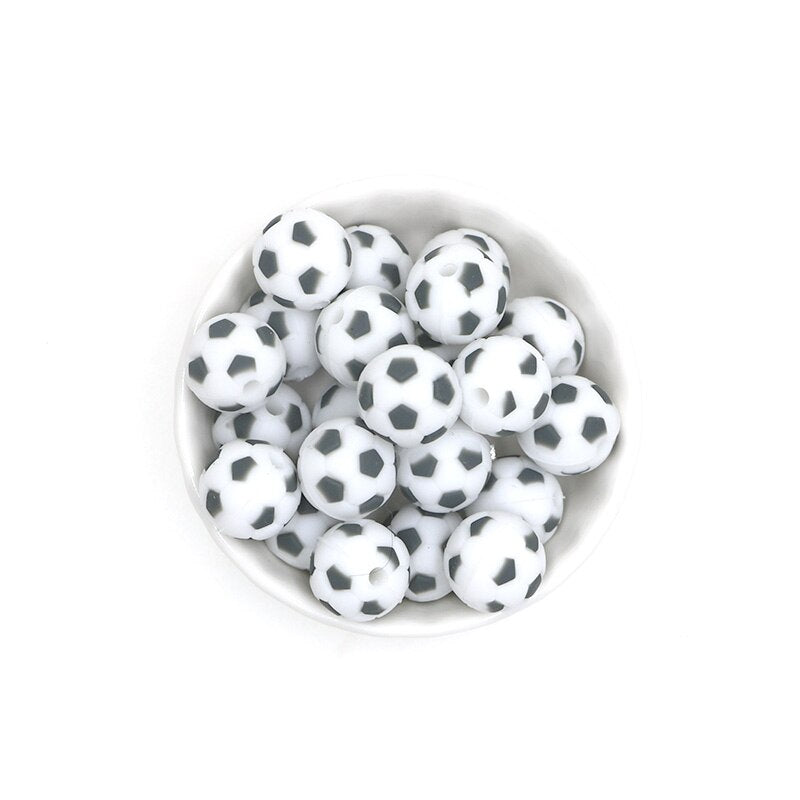 Sunrony 10pcs Football Silicone Beads For Jewelry Making Pendants DIY Necklace Accessories Food Grade Silicone Baby Toys