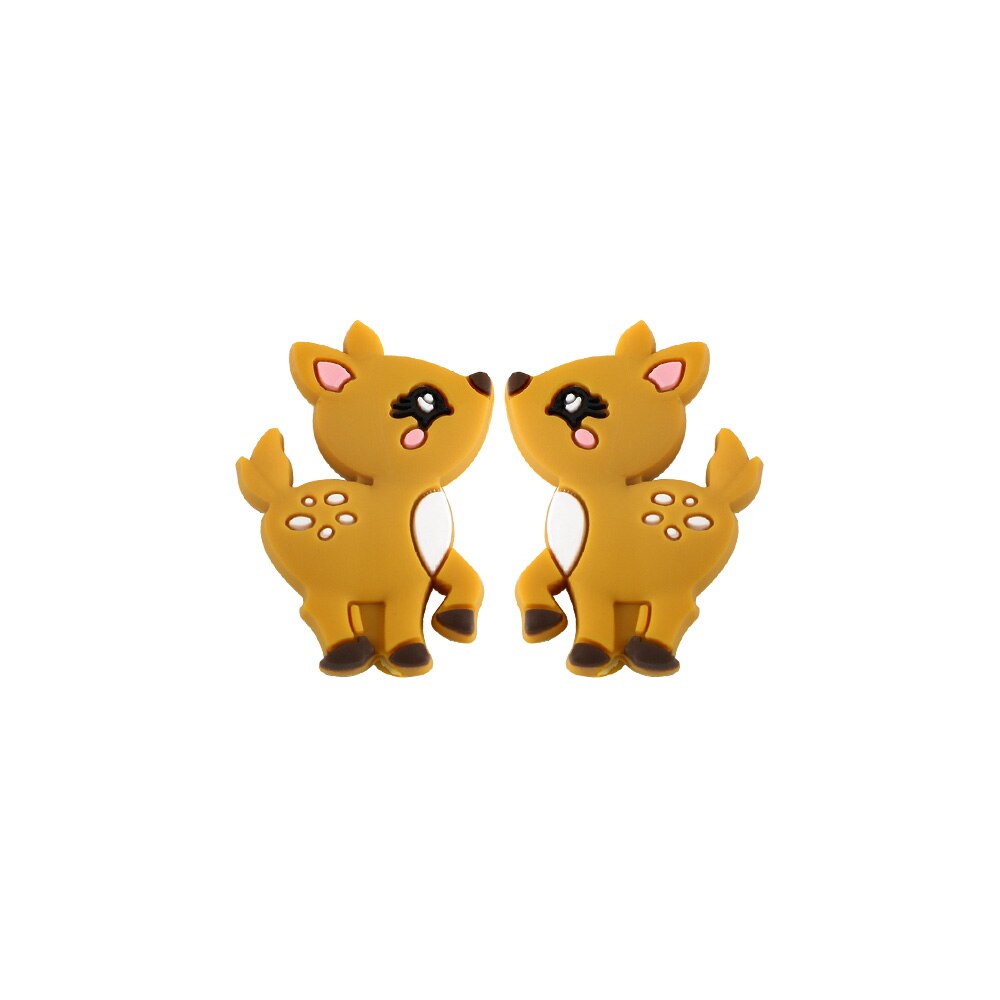 20pcs Cute Animal Deer Silicone Beads Free BPA Beads For Jewelry Making DIY Toy Pacifier Clip Necklace Accessories