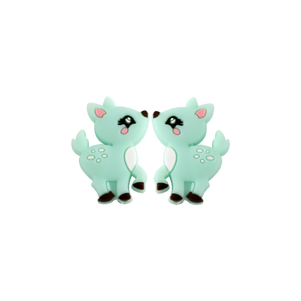 20pcs Cute Animal Deer Silicone Beads Free BPA Beads For Jewelry Making DIY Toy Pacifier Clip Necklace Accessories