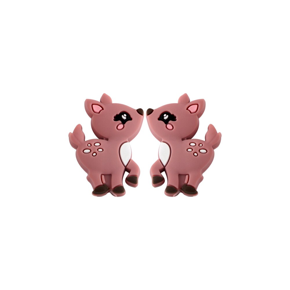 20pcs Cute Animal Deer Silicone Beads Free BPA Beads For Jewelry Making DIY Toy Pacifier Clip Necklace Accessories