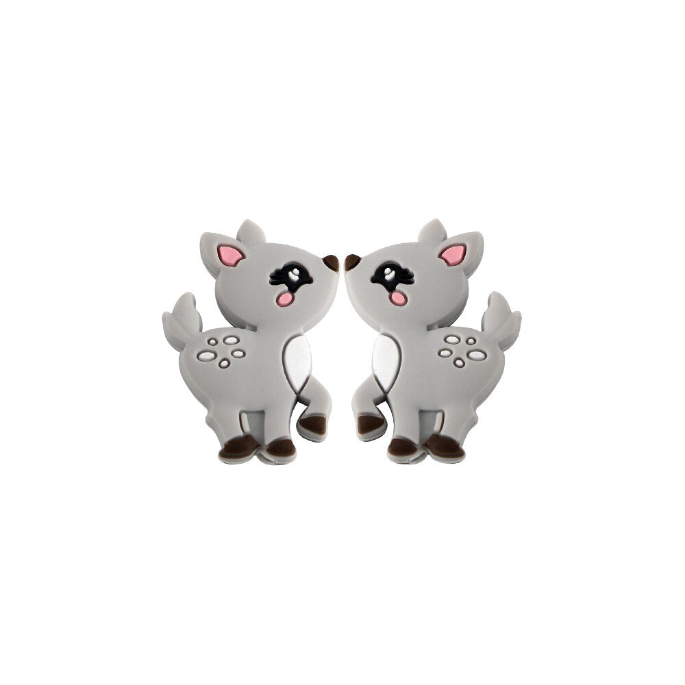 20pcs Cute Animal Deer Silicone Beads Free BPA Beads For Jewelry Making DIY Toy Pacifier Clip Necklace Accessories
