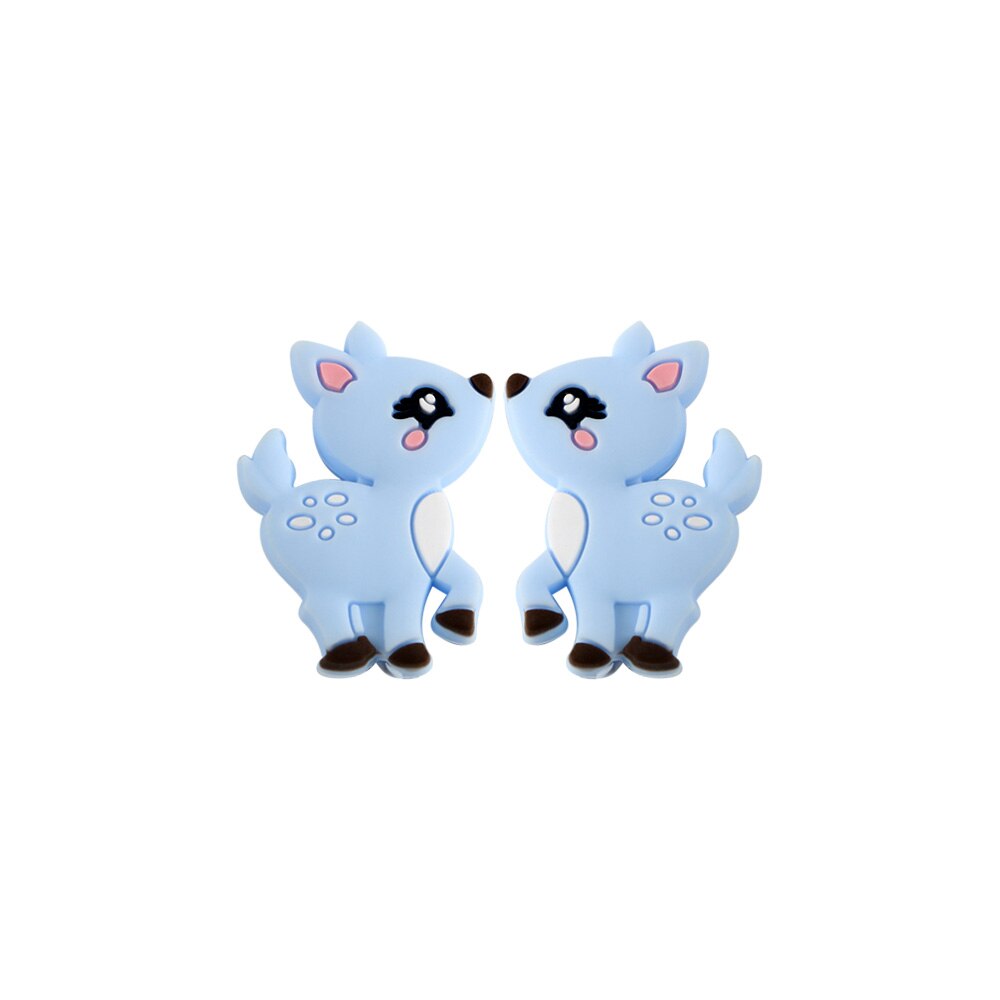 20pcs Cute Animal Deer Silicone Beads Free BPA Beads For Jewelry Making DIY Toy Pacifier Clip Necklace Accessories