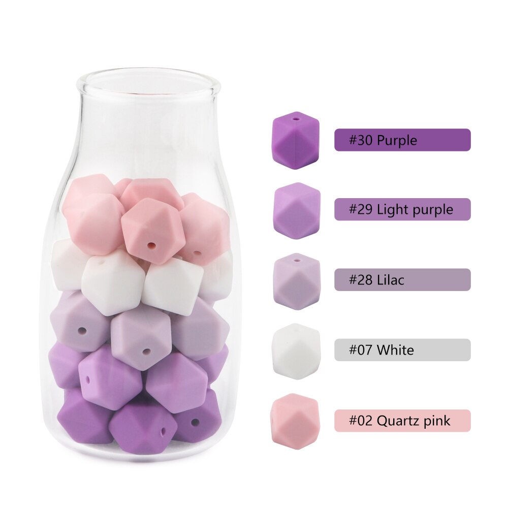 100pcs Hexagon Silicone Beads 14mm/17mm Silicone Beads For Jewelry Making Bulk DIY Pacifier Chain Jewelry Accessories