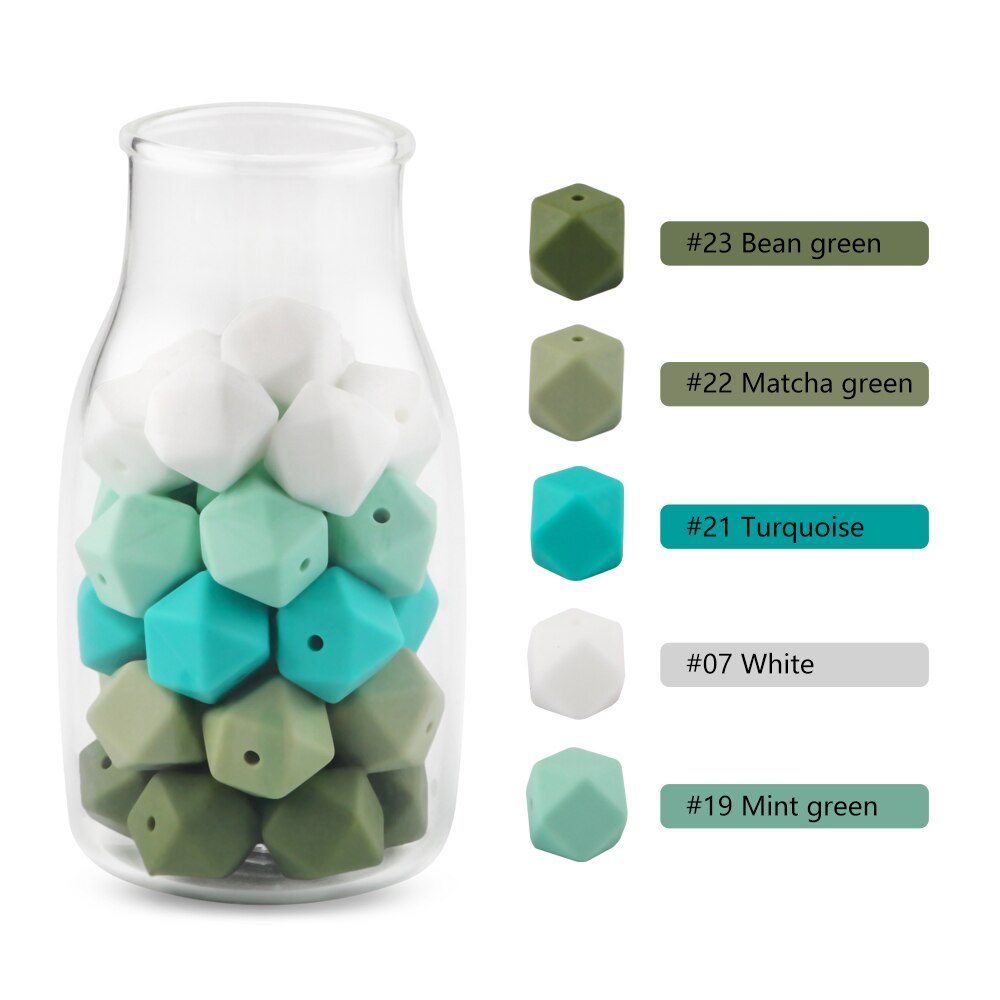 100pcs Hexagon Silicone Beads 14mm/17mm Silicone Beads For Jewelry Making Bulk DIY Pacifier Chain Jewelry Accessories