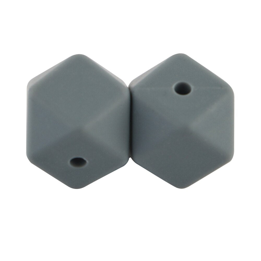 100pcs Hexagon Silicone Beads 14mm/17mm Silicone Beads For Jewelry Making Bulk DIY Pacifier Chain Jewelry Accessories
