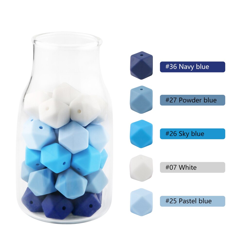 100pcs Hexagon Silicone Beads 14mm/17mm Silicone Beads For Jewelry Making Bulk DIY Pacifier Chain Jewelry Accessories