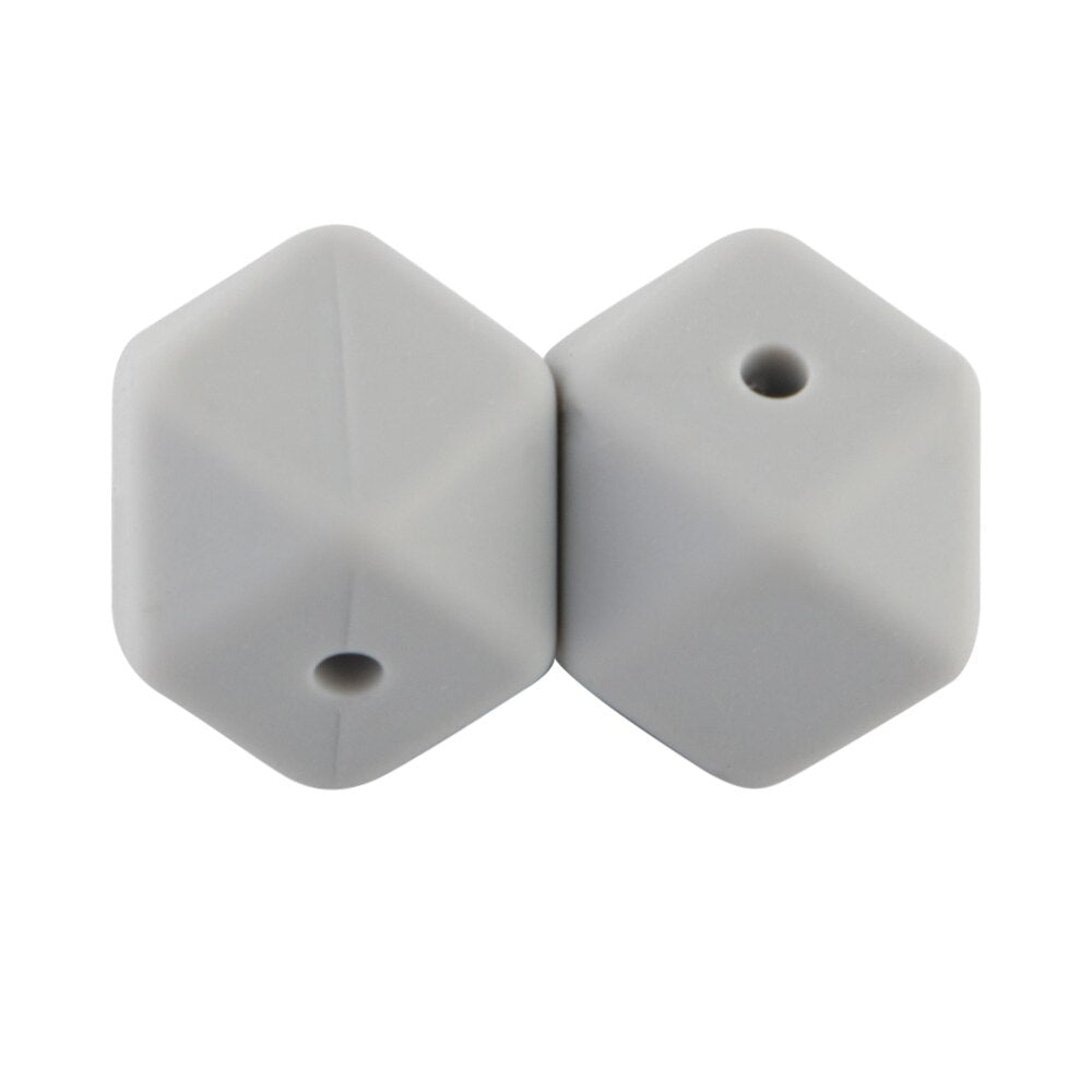 100pcs Hexagon Silicone Beads 14mm/17mm Silicone Beads For Jewelry Making Bulk DIY Pacifier Chain Jewelry Accessories