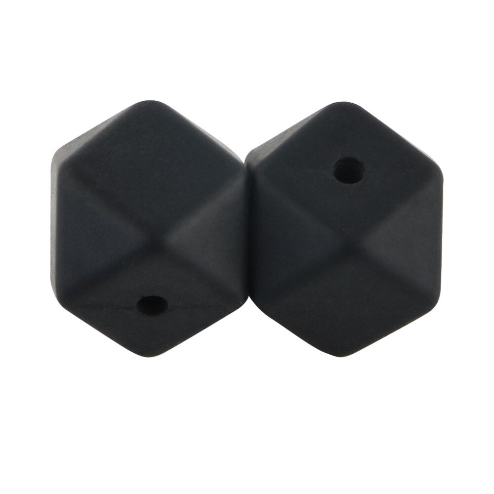 100pcs Hexagon Silicone Beads 14mm/17mm Silicone Beads For Jewelry Making Bulk DIY Pacifier Chain Jewelry Accessories