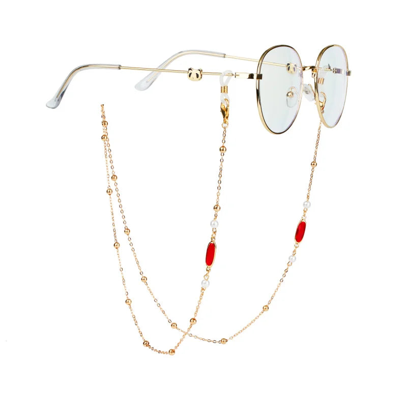 Vintage Creative Oval Rhinestones Beads Eyeglasses Chains Metal Colorful Reading Women Glasses Sunglasses Lanyard Metal Chain