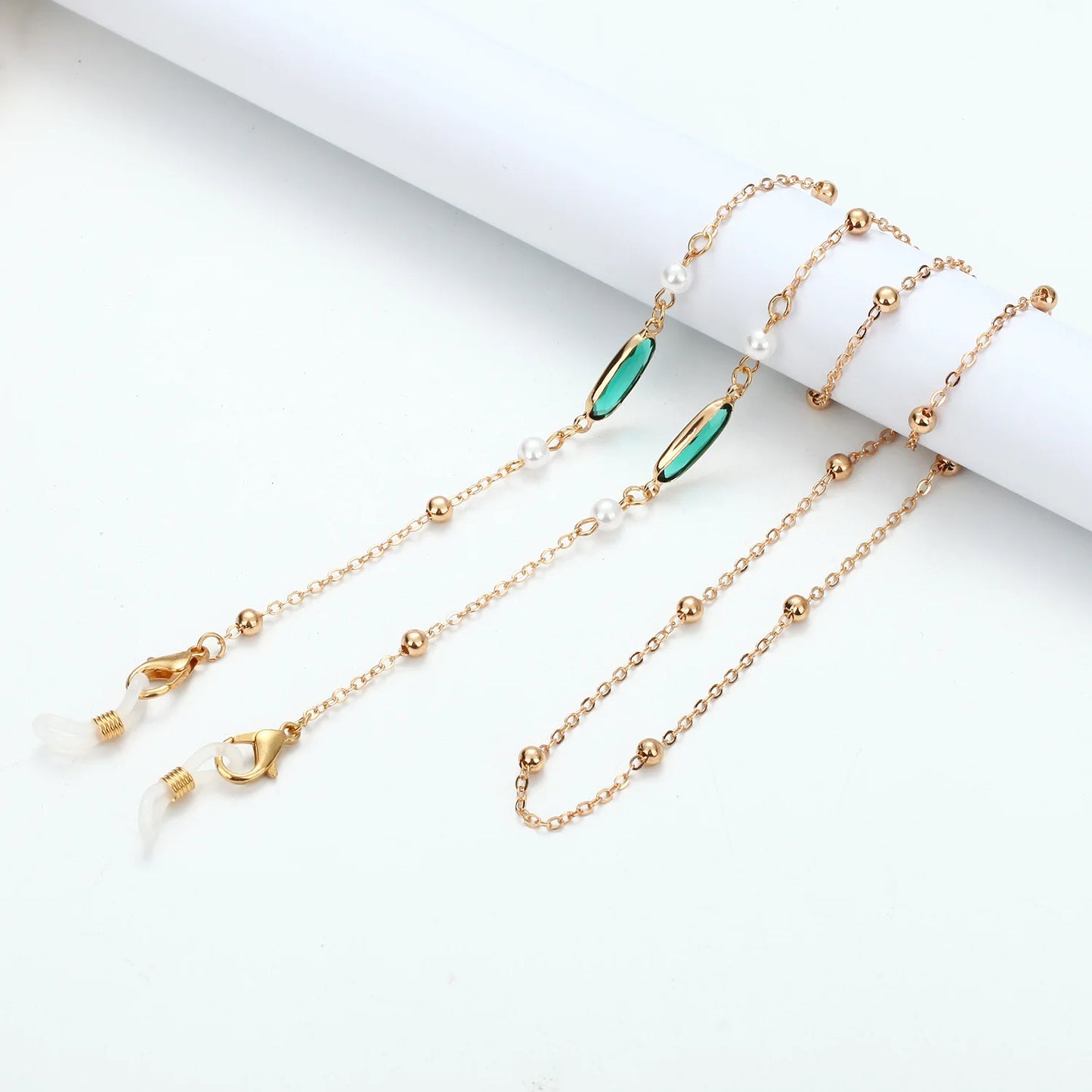 Vintage Creative Oval Rhinestones Beads Eyeglasses Chains Metal Colorful Reading Women Glasses Sunglasses Lanyard Metal Chain