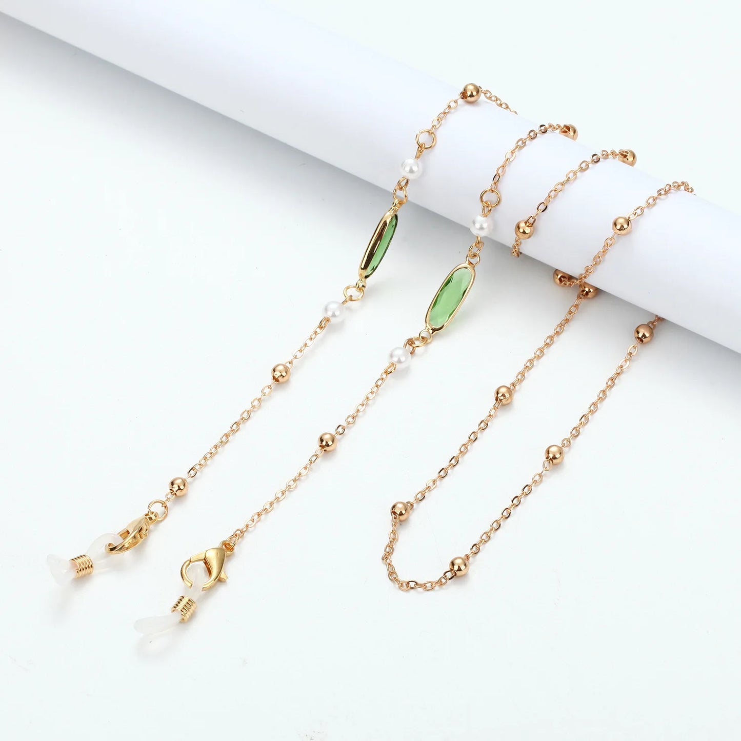 Vintage Creative Oval Rhinestones Beads Eyeglasses Chains Metal Colorful Reading Women Glasses Sunglasses Lanyard Metal Chain