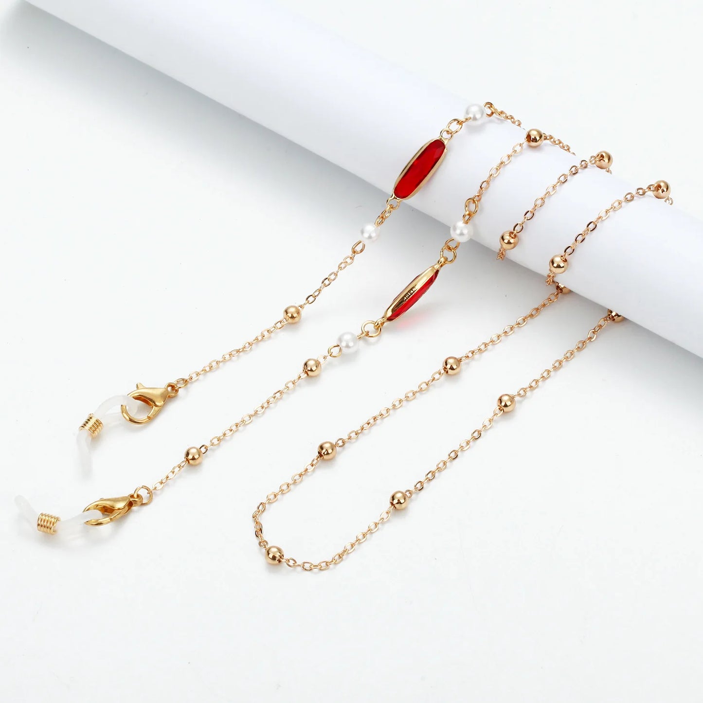 Vintage Creative Oval Rhinestones Beads Eyeglasses Chains Metal Colorful Reading Women Glasses Sunglasses Lanyard Metal Chain