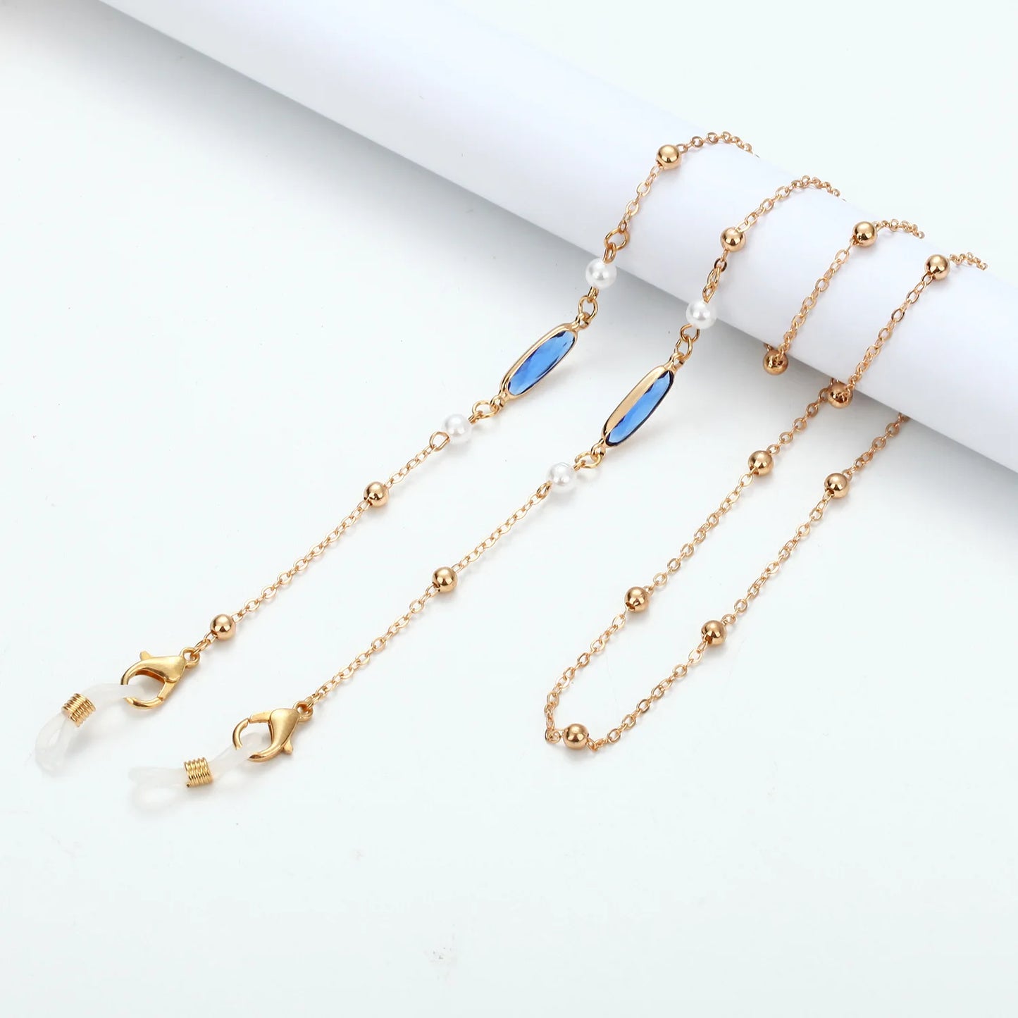 Vintage Creative Oval Rhinestones Beads Eyeglasses Chains Metal Colorful Reading Women Glasses Sunglasses Lanyard Metal Chain