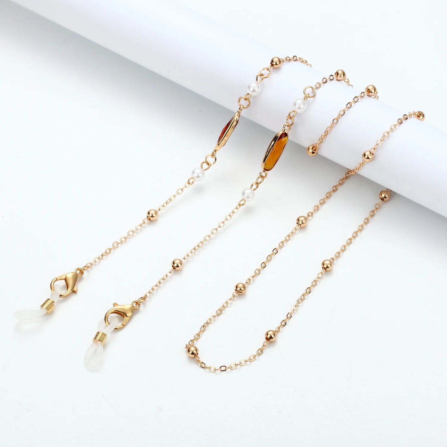 Vintage Creative Oval Rhinestones Beads Eyeglasses Chains Metal Colorful Reading Women Glasses Sunglasses Lanyard Metal Chain