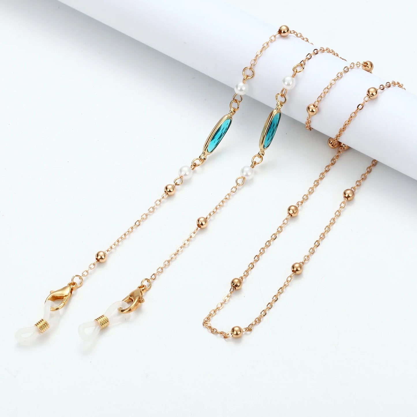 Vintage Creative Oval Rhinestones Beads Eyeglasses Chains Metal Colorful Reading Women Glasses Sunglasses Lanyard Metal Chain