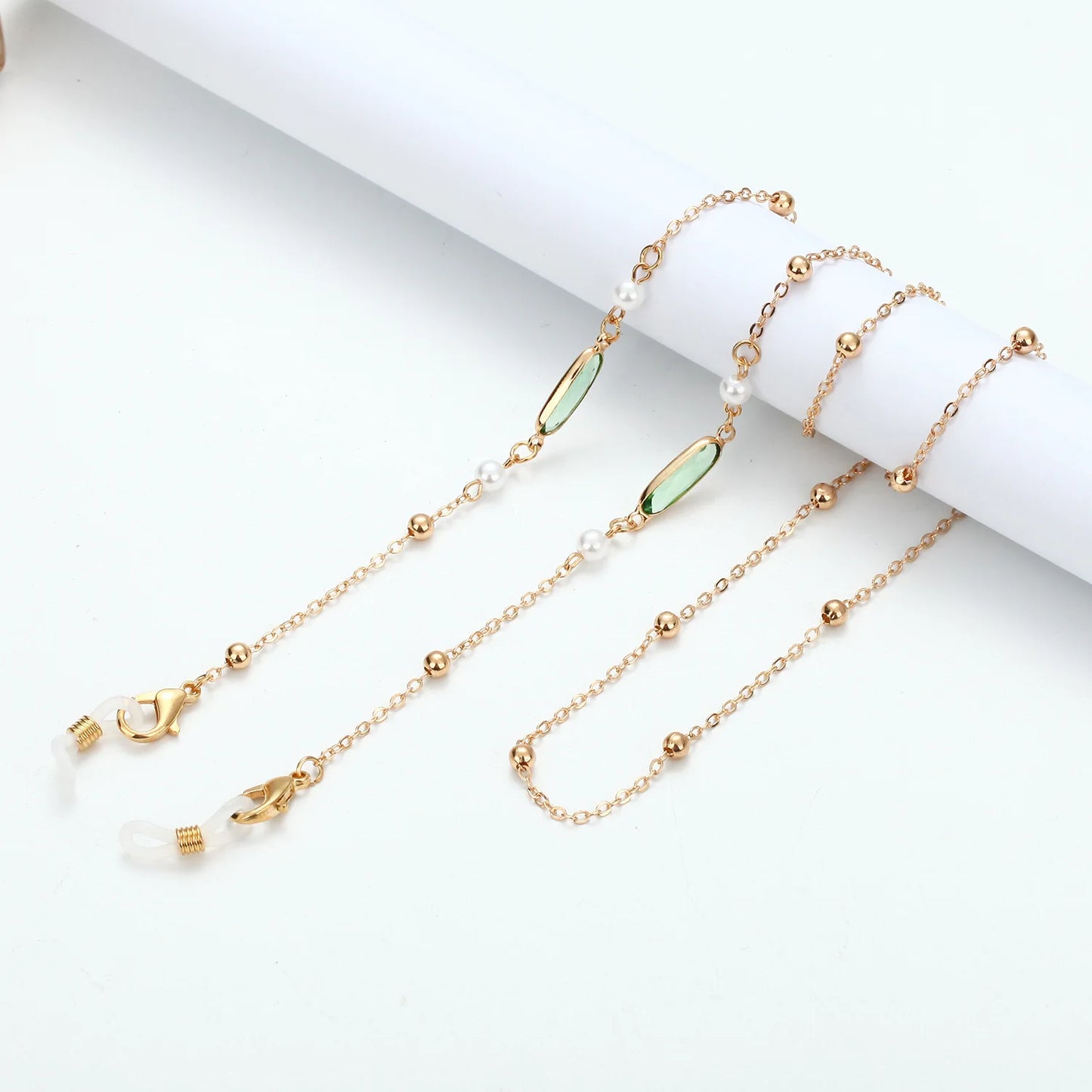 Vintage Creative Oval Rhinestones Beads Eyeglasses Chains Metal Colorful Reading Women Glasses Sunglasses Lanyard Metal Chain