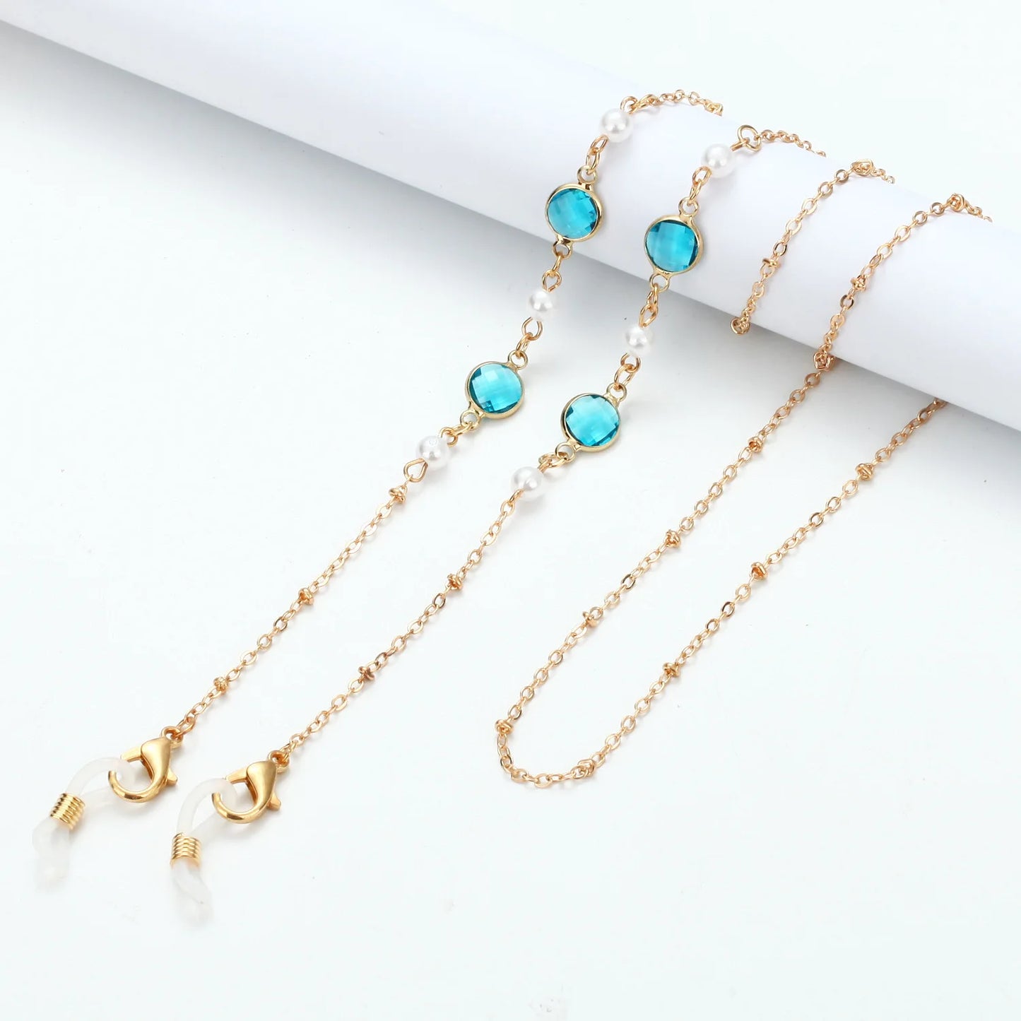 Vintage Fashion Women Eyeglasses Chain Face-Mask Holder Cord Metal Crystal Sunglass Chain Lanyard Non-Slip Reading Glasses Rope